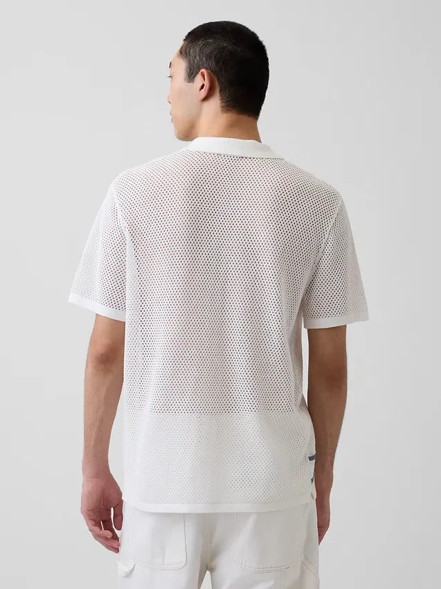 Stripe Camp Collar Sweater Shirt