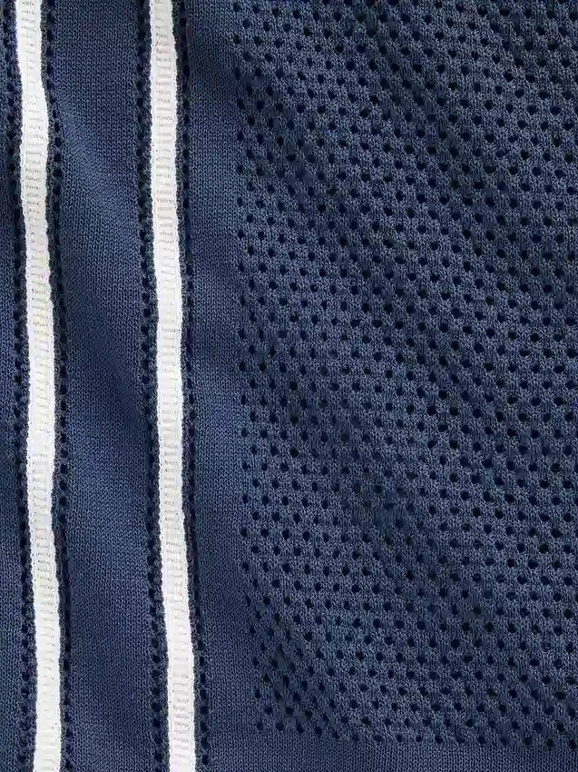 Stripe Camp Collar Sweater Shirt
