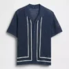 Stripe Camp Collar Sweater Shirt