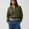 Textured Cotton Oversized Half-Zip Pullover