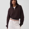 Textured Cotton Oversized Half-Zip Pullover