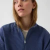 Textured Cotton Oversized Half-Zip Pullover