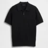Textured Zip Polo Sweater Shirt