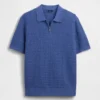 Textured Zip Polo Sweater Shirt