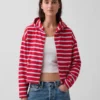 Towel Terry Oversized Stripe Zip Hoodie