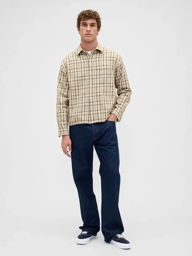 Twill Straight-Hem Shirt