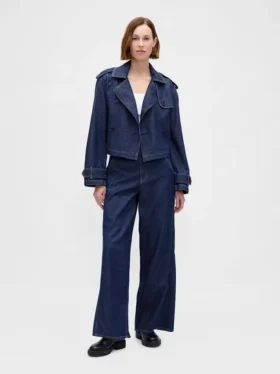 Ultrasoft Denim Crop Trench Jacket