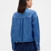 Ultrasoft Denim Oversized Straight-Hem Crop Shirt