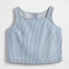 Ultrasoft Denim Stripe Crop Shell Tank Top