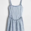 Ultrasoft Denim Stripe Drop-Waist Mini Dress