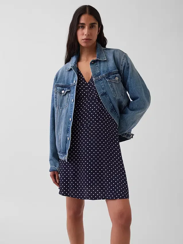 V-Neck Print Mini Dress