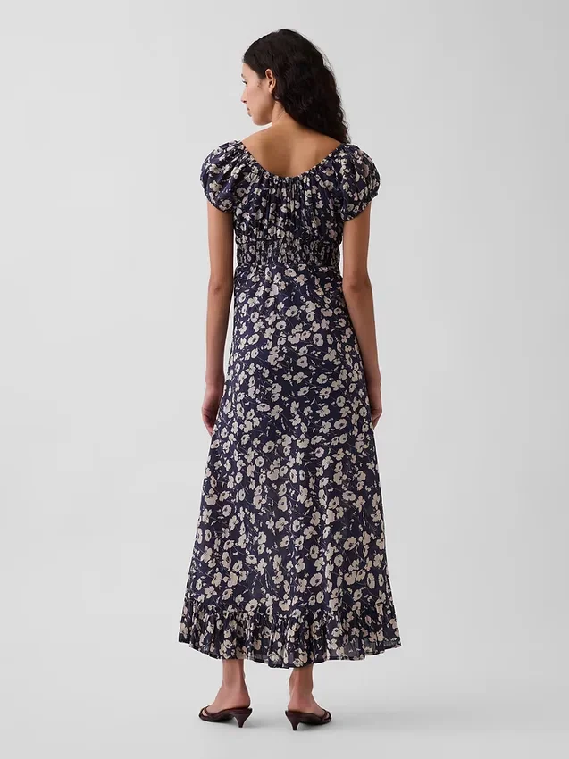 V-Neck Ruffle Hem Maxi Dress