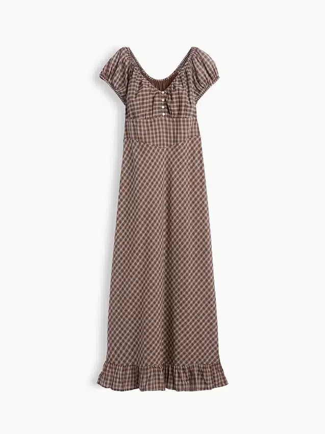 V-Neck Ruffle Hem Maxi Dress