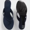 Vegan Leather Wedge Thong Sandals
