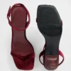 Velvet Bow Open-Toe Strappy Kitten Heels