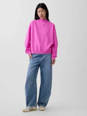 Vintagesoft Oversized Mockneck Tunic Sweatshirt
