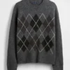 Wool-Blend Relaxed Argyle Sweater