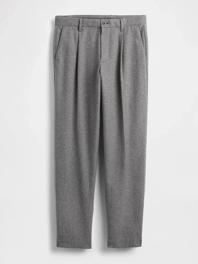 Wool-Blend Relaxed Straight Trousers