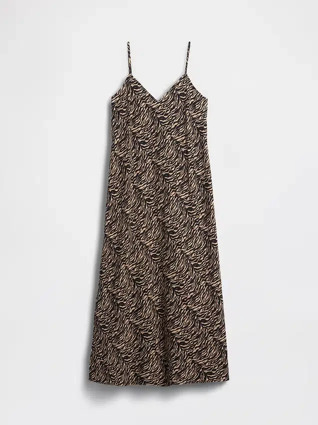 Zebra Print Midi Slip Dress